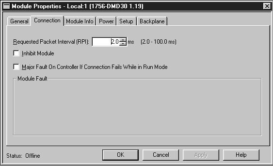 communication format, revision or keying configurations Use the Connection tab