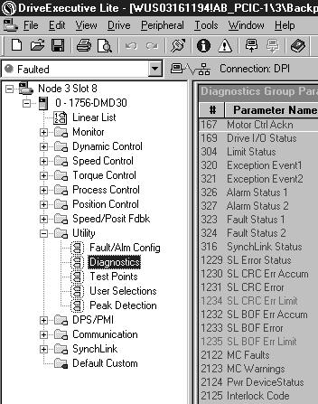 Troubleshooting the Drive Module 6-7 Diagnostic Parameters (continued) Double-click on the