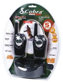 COBRA-MT550C PMR RADIO 8ch - 8 Channels - 38 CTCSS Privacy Codes Known as Coded Tone Controlled Squelch System, it provides for a total of 304 subchannels - Up to 5 KM range.