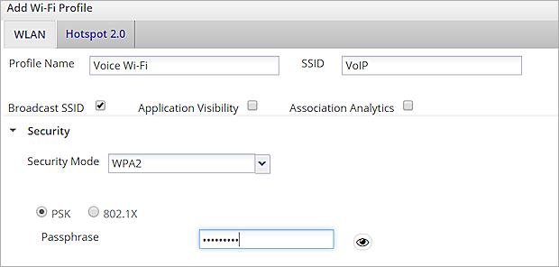 10. Expand the Network section. Add the VLAN ID for the VoIP subnet. 11. Expand the Traffic Shaping & QoS section. Select the Enable QoS check box. 12. Set the SSID Priority to Voice. 13.