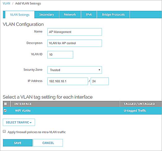 To create a VLAN and assign it an interface from Fireware Web UI: 1. Select Network > VLAN. The VLAN page appears, with a list of existing user-defined VLANs and their settings. 2. Click Add.