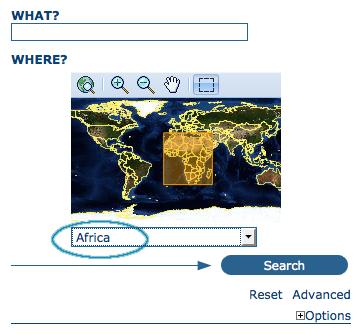 Geographic search. For the geographic search, two options are available for selecting a particular region to limit the search: You can select a region from a predefined list; Figure 2.
