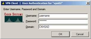 Domain: CKHSAD Note: After connecting successfully for the first time, the VPN client application will automatically recall your Username and Domain.