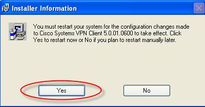 15. You must now restart (reboot) your PC.