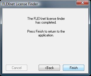 Figure 25. Successfully Located License Server. If the license finder was unable to locate the license server, you will receive a message similar to the one shown in Figure 26.