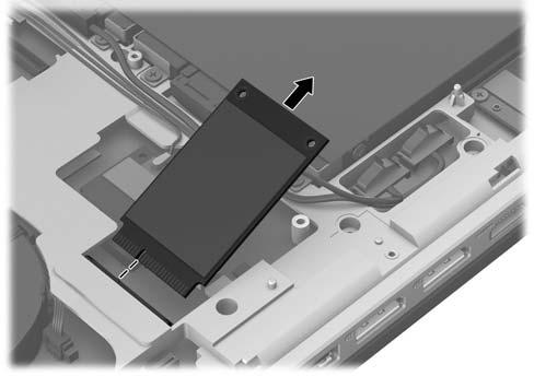 2. Remove the msata drive by pulling it away from the slot at an angle. Reverse this procedure to install the msata drive.