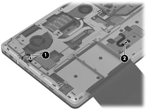 2. Release the ZIF connector to which the TouchPad cable (2) is