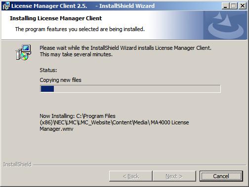 2-12 Installing License Manager Client Figure 2-15 License Manager Client Ready to Install the Program Step 4 Click Install to start the installation process.