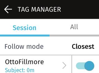 Managing Tags Tap the Tag icon to enter the Tag Manager. When initially paired to the Base, Tags are set to Auto Track by default.
