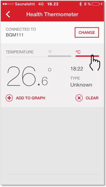 Try the Built-in Demo Using an ios Mobile Phone Step 3 The Health Thermometer screen appears.