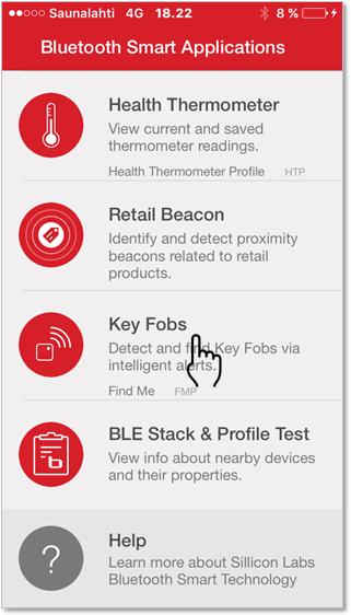 Try the Built-in Demo Using an ios Mobile Phone Step 4 BGM111 / BGM113 will appear in the detected Beacons list on the "Blue Gecko WSTK App" screen.
