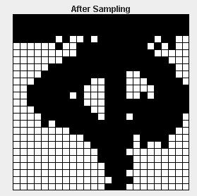 Here is an example of how a 250 X 250 pixels of Bangla character is sampled into 25 X 25 sampled area. Figure 9: A Bangla character after sampling 5.4.