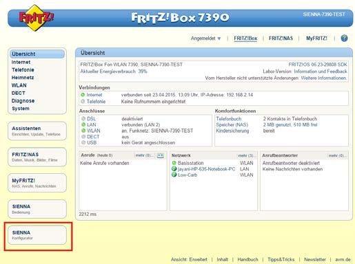 - Define / Edit schedules - Reset USB network interface to factory settings. The first step is to log on to the configuration page of the FRITZ!Box (with the password for the FRITZ!Box).