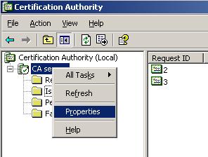 Figure 11 Modify the CA server properties Select the Policy Module tab in the CA server