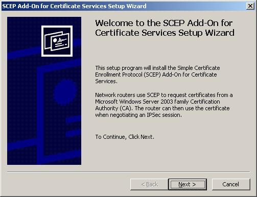 Figure 6 Install the SCEP add-on 1) Select the Use the local system