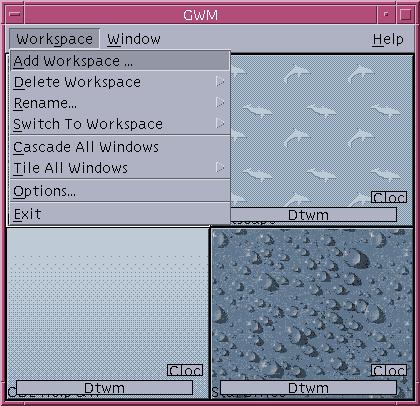 FIGURE 3 2 Graphical Workspace Manager Workspace Menu To Add a Workspace 1.