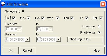 Variables List of variables, available in the checkpoint. Sybase: Schedules If the schedules list is empty, the checkpoint will be executed in interval matter, 24 hours a day.