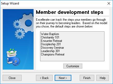 Getting Started The next screen defines the member development steps that you expect your members to go