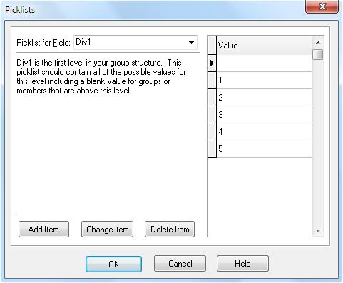 Getting Started To customize the picklist values used in the program, go to Options, Picklists.
