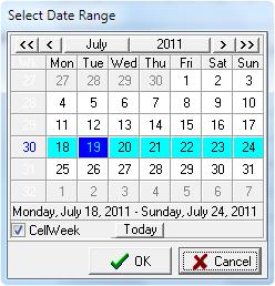 Groups You can enter a date range by hand, or use the calendar button to select a range of dates. To select a date range, you left-click the starting date, and right-click then ending date.