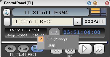 Date : 15-mai-09 Page: 87 File: LTC timecode is displayed in white USER timecode is displayed in yellow The control can be configured to show/hide the date or the TC table 6.