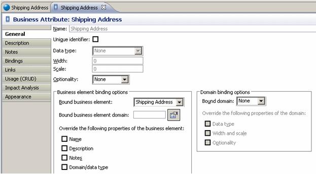 TUTORIALS > SESSION 4: CREATING A CONCEPTUAL MODEL DIAGRAM 6 In the Diagram View, double-click the Business Attribute Ship to Address to open the Property View.