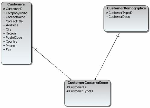 TUTORIALS > SESSION 6: IMPORTING AN ER/STUDIO DATA ARCHITECT MODEL TO A CONCEPTUAL 10 In the Model View, double-click the diagram labeled Customers to view it in the Diagram Area.