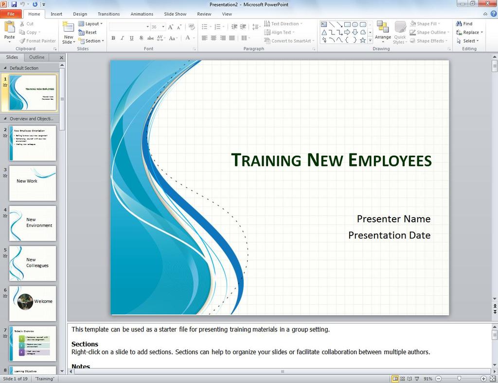 THE POWERPOINT INTERFACE THE RIBBON The large area of tools and commands at the top of the document is the Ribbon.
