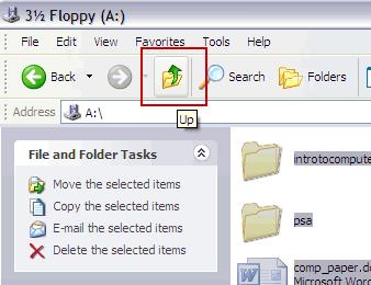 6. Select the Up icon (Figure 8) on floppy disk drive window to go back to