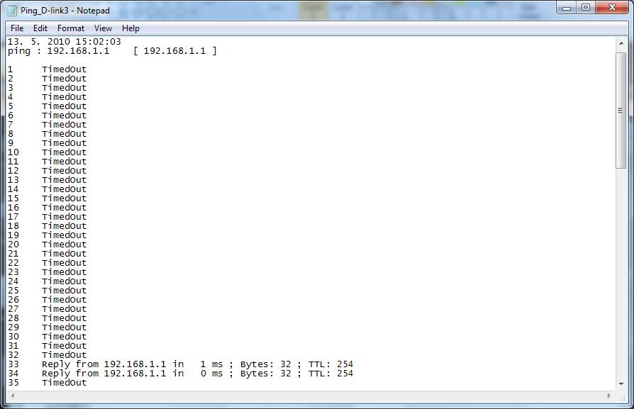 Obr. 5.2: Zaznamenaná odozva smerovača DSL-2641R pri záťaži. Obr. 5.3: Textový záznam odozvy smerovača DSL-2641R pri záťaži. Pri druhom útoku na smerovač DSL-2641R bol využiťý nástroj Medusa.