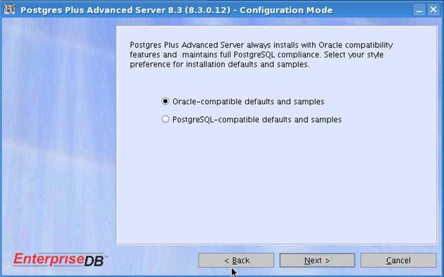 11) Select the Oracle Compatible Configuration. 12) Select the Next button to continue.