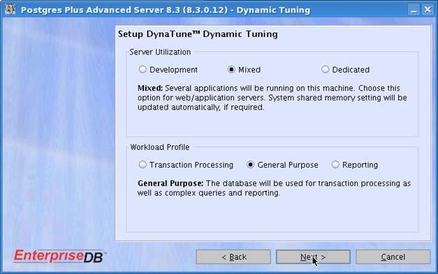 23) Select the appropriate option depending on the resources available on the database server.