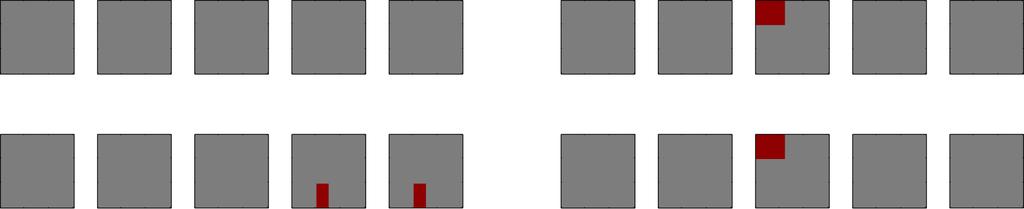 Figure 3 The four components used in the simulation In each panel, the first 10 images are the spatial maps (one row of β), and the dark red areas stand for activated voxels The solid line in the