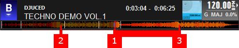 6.3. Complete waveform Displays the track's waveform loaded onto the deck. By clicking on this waveform, you move the playhead.