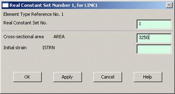 Click on 'OK'. 'Set 1' now appears in the dialog box. Click on 'Close' in the 'Real Constants' window. 6.