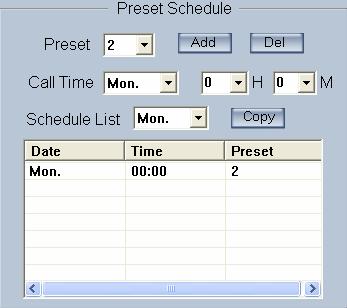 Preset It can add the preset into the Preset Schedule, the preset set completed in