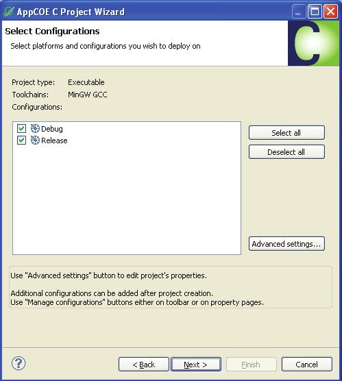 5. On Select Configurations window, select the