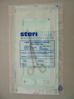 Dust cover bags with self adhesive closure Dust cover bags are storage and transport packaging for sterile goods.