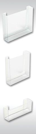 LITERATURE HOLDERS DIE-CUT VINYL Die-Cut Literature Holders Inexpensive wall mounted literature holder. Un-assembled flat with flanges Preformed with internal flanges Material - 15 mil.