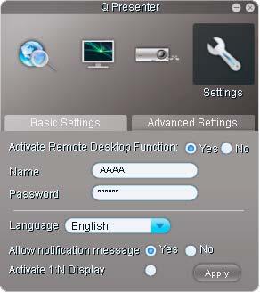 The Basic Settings page allows you to configure QPresenter.