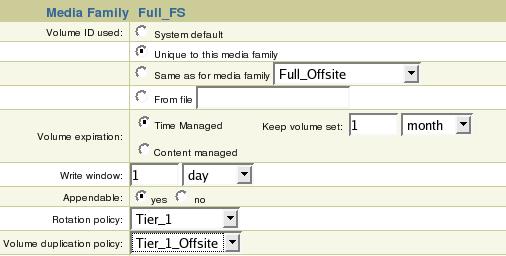 Tape Rotation and Duplication Policies Media Family Rotation Policy Tapes are moved between locations based on rotation