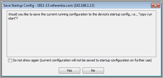 Saving Changes to the Device s Startup Configuration When a device is added to LiveNX, the software makes changes automatically to the device s running configuration, but not to the startup