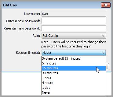 A user-specific timeout interval may be set on the Edit User