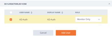 To add an individual user from the LDAP server, select the specific user
