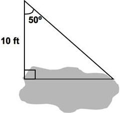 18) From a point 12 feet from the base of a building, the angle of elevation from the ground to the top of the building is 70 o. To the nearest foot, what is the height of the building?