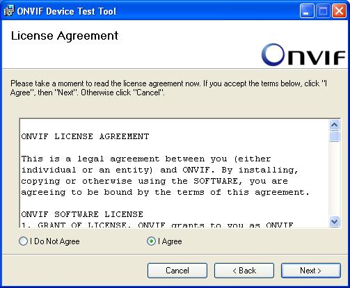 2.3. License Agreement Read through the license agreement. If accepting the license agreement, select the I Agree radio button and click Next to proceed.