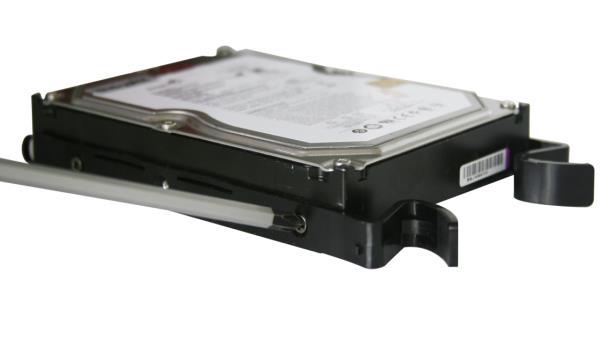 1. Fasten the hard disk mounting handle to the hard disk with
