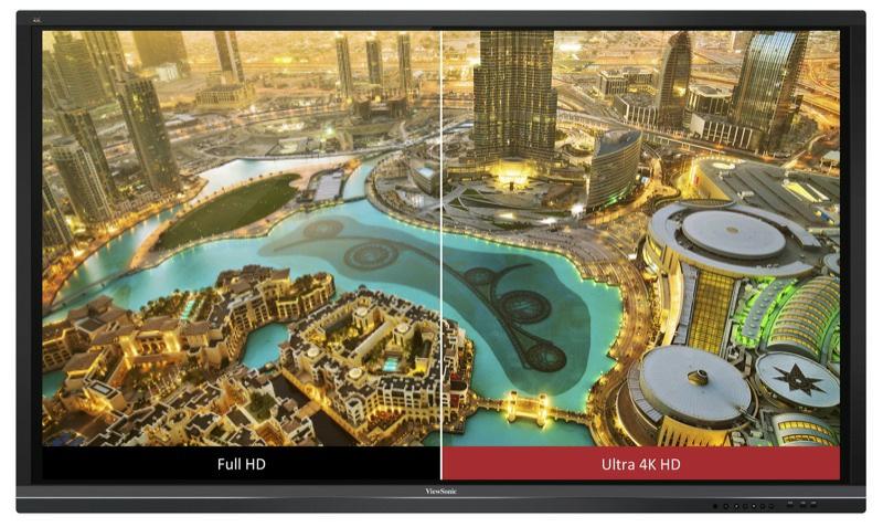 Out-of-Box Collaboration 4K Resolution with Eye-Care Technology 4K, Flicker-Free, Blue Light Filter With four-times the resolution of Full HD, ViewBoard s Ultra HD 3840 x 2160 display delivers