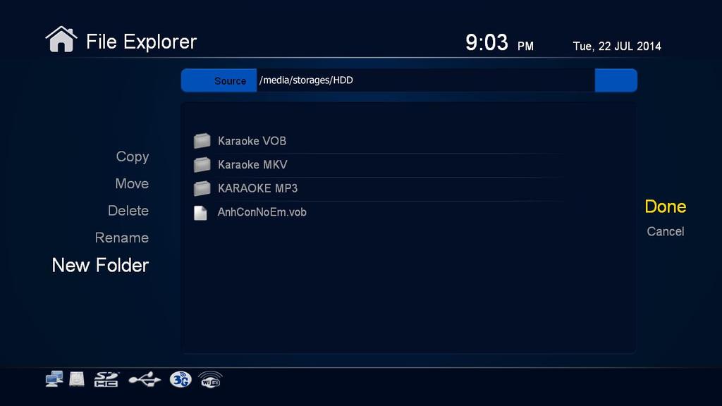o Select a device (HDD, USB, SD card) or a folder in shared network, then press