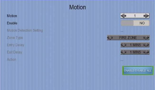 User Guide PAGE 55 [Main Menu] [Event Handler] [Motion] Camera Select a camera Enable Enable / disable motion event Motion Detection Setting Set motion detection settings Zone Set the zone type: